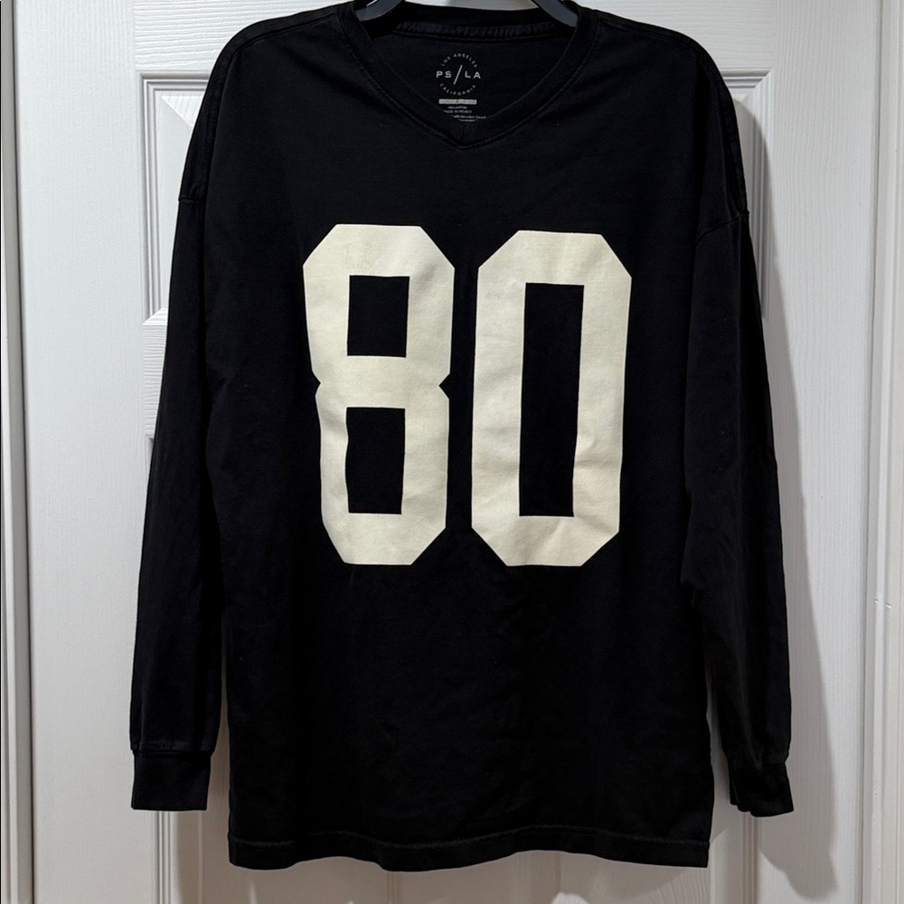 PacSun Black Long Sleeve Tee with White '80' Graphic. Very good condition.